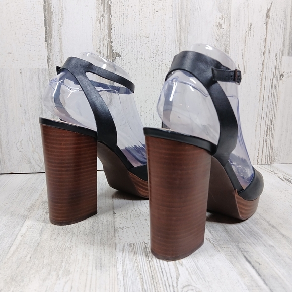 Bleecker & Bond Black Brown Sienna Platform Block Heel Sandals #560 - Picture 7 of 14